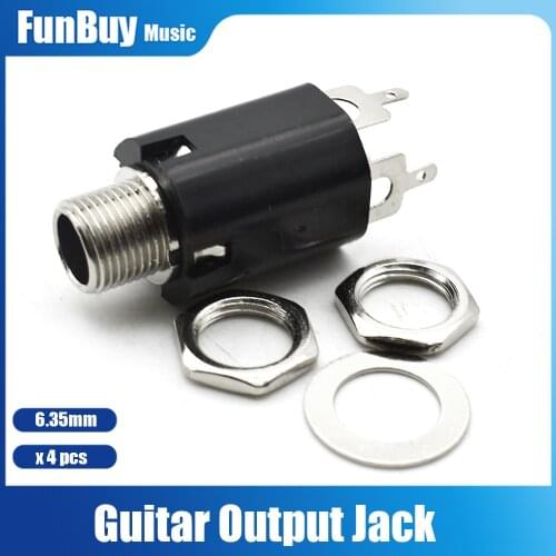 4pcs Guitar Pickup Endpin Jack 6.35mm 1/4 Input Output Jack Guitar Parts & Accessories