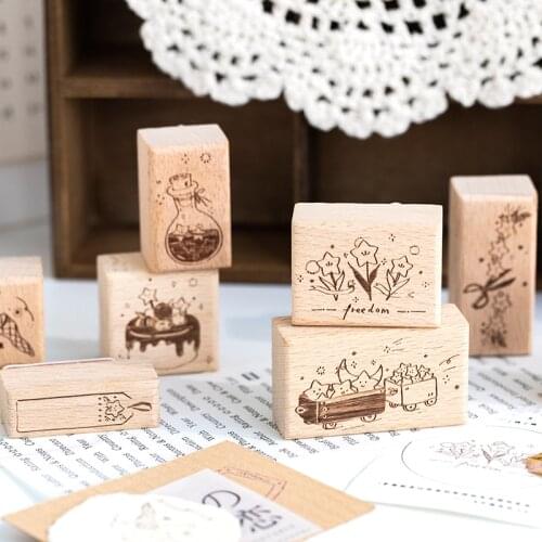 8PCS/LOT hot star river series stamp DIY wooden rubber stamps stationery scrapbooking standard stamp