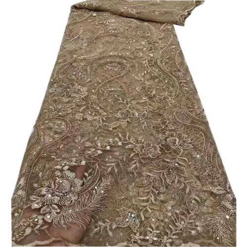 African French Groom Lace Fabric 2021 High Quality Lace Beaded Tulle Mesh Lace Bridal Nigerian Wedding Lace For Women q20-9