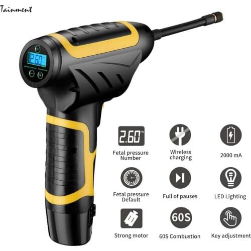 Wireless Bicycle Pump 12V 120W Bike Tire Inflator USB Rechargeable MTB Road Bike Cycling Tyre Air Compressor with LED Light New