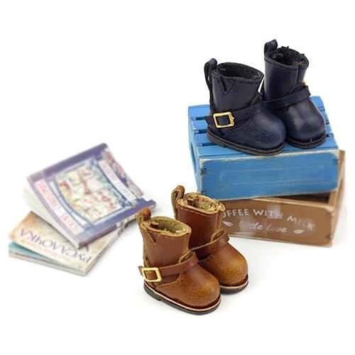 OB11 doll shoe size Blythes 1/6fashion versatile British style round head ankle boots retro boots black coffee and other colors