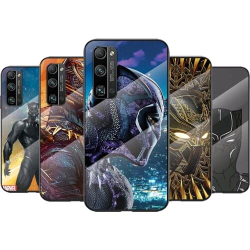 Tempered Glass Cover Marvel Avengers Black Panther For Huawei Honor 30 20 10 9X 8X Pro Plus Lite Shockproof Shell Phone Case