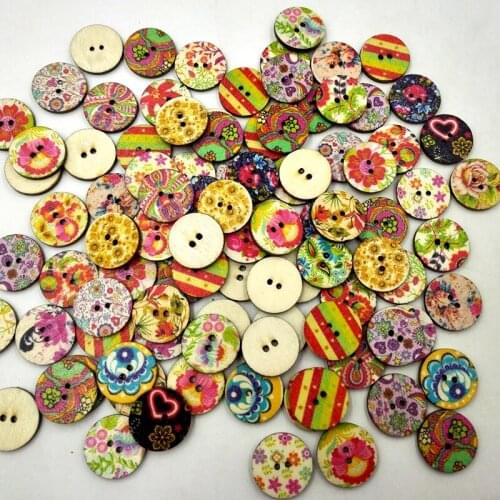 Wooden Buttons vintage paint 15/20/25mm 2 holes for handmade Gift Box Scrapbooking Crafts Party Decoration DIY Sewing draw