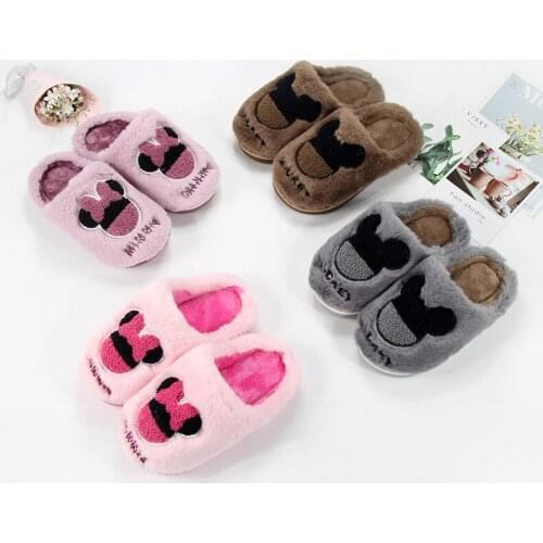 Vip link Disney Childrens Cotton Slippers Mickey mouse Winter New Princess Girls Slippers Childrens Warm Slippers