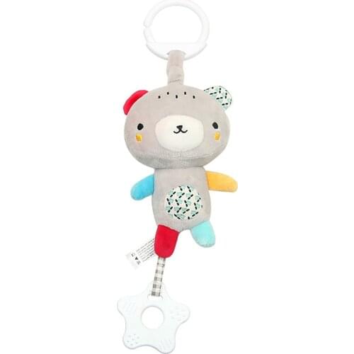 Baby Multi-function Bear Rabbit Teether Pendant Plush Sound Music Toys Cute Cartoon Animals Doll Stroller Hanging Doll Toy Gift