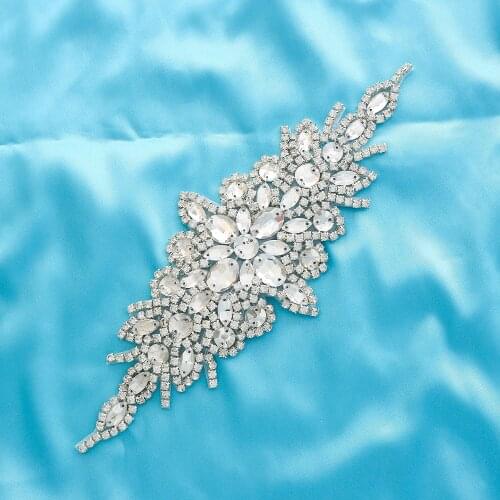 DIY Bridal Rhinestone Applique Trim Crystal Beaded Mesh Net Accessories Belt Handmade Wedding Dresses Chain S101