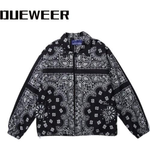 Dueweer Cashew Print Vintage Jackets Paisley Floral Windbreaker Thin Hip Hop Streetwear Red Blue Black Mens Coach Jacket