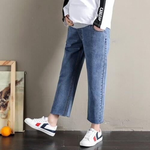 Boy Friend Style Denim Pregnant Jeans Pants Maternity Clothes For Pregnant Women Loose Wide Leg Pregnancy Jeans Maternity