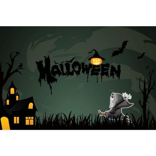 Halloween Horror Night Decor Backdrop Running Skeleton Background Photography Family Holiday Party Backdrop Photo Booth Props