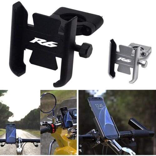 GPS Motorcycle For Yamaha YZF-R6 YZFR6 Yzf-R6 With LOGO CNC Aluminum Handlebar Mobile Phone Holder Stand Bracket Accessories