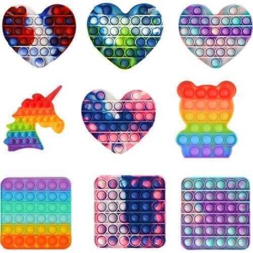 Reliver Stress Toys Rainbow Push Bubble Antistress Toys Sensory Toy To RelieveAutism Push Pops Bubble Sensory Free Shipping