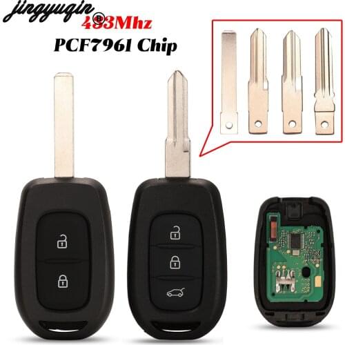 Jingyuqin 2/3 Buttons For Renault Symbol Trafic For Dacia Duster Logan Sandero Remote Car Key 433Mhz PCF7961M Chip Replacement