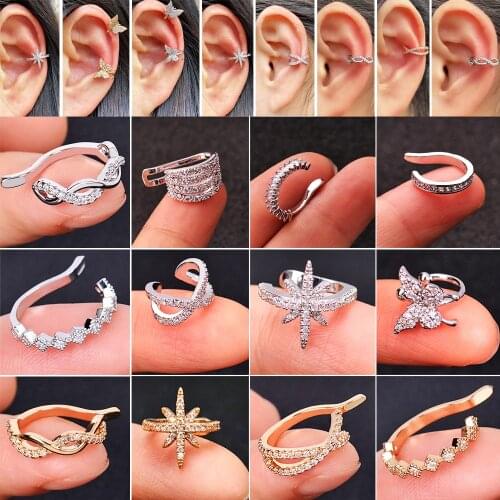 1pc Cz Ear Cuff Ear Helix Cartilage Conch Fake Piercing Jewelry Adjustable Cz Ear Clip Non Pierced Earrings Conch Cuff Earring