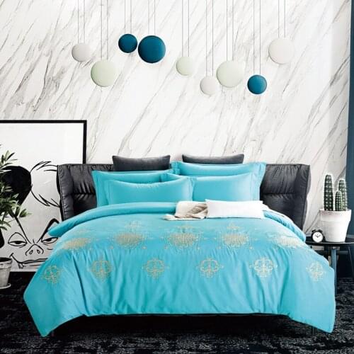 Chinese Embroidery Luxury Bedding Set Double King Queen Size Bed set 4Pcs 100% Egyptian Cotton Soft Bed Sheet set Pillowcase