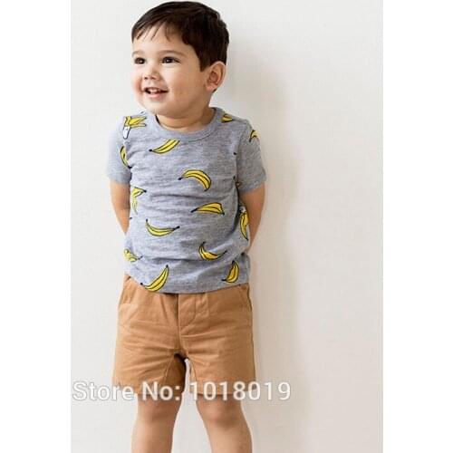 Baby Boy Clothes Sets Kids 100% Cotton 2021 Summer Banana T-shirt Shorts Children Suits 1-7Y Bebe Boys Tops Casual Sports Outfit