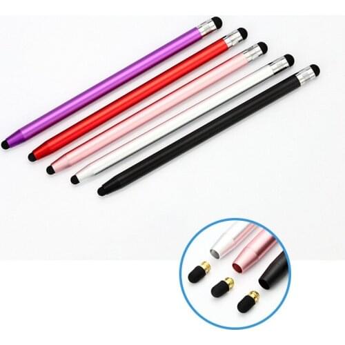 Colorful Round Dual Tips Metal Stylus Pen Capacitive Touch Screen Pens Dual Heads Ends for Mobile Phone PC Tablet Drawing Pen
