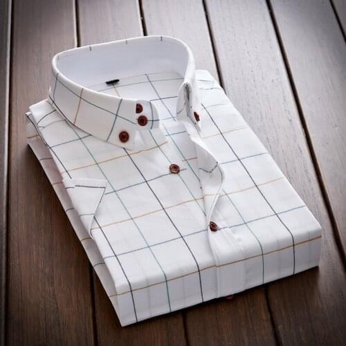 Mens Fashion Urban Youth Multi-color Plaid Shirts Mens Non-iron Slim-fit Collar and Pointed Button Decoration Formal Shirt