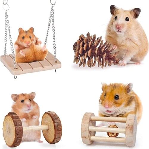 Natural Wooden Hamster Toys 10/12PCS Chew Toys Set Rabbit Gerbils Guinea Pig Hamster Chew Toys Small Animal Pet Molar Toy 2021