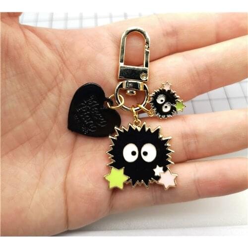 New 1 set Cartoon My neighbor totoro black ball Keychain Jewelry Accessories Key Chains Pendant Gifts Favors