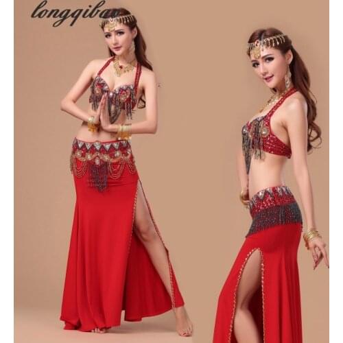 New Belly Dance Bra Set Yamagami Glassbeads Embroidery Indian Dance High Performance Costumes(Bra / girdle / skirt) TB7525