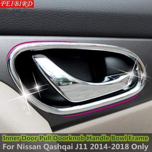New Style ABS Chrome Inner Door Pull Doorknob Handle Bowl Frame Cover Trim For Nissan Qashqai J11 2014 2015 2016 2017 2018
