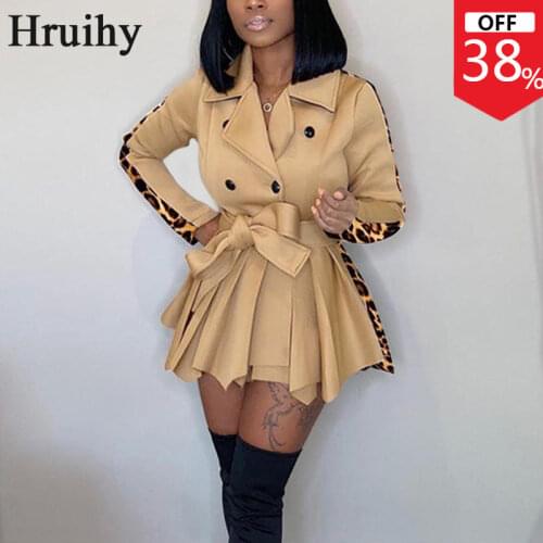 Autumn Blazer Dress Turn-down Collar Long Sleeve Button Decorated Color Matching Casual Dress Draped Sexy Club Mini Dress Female