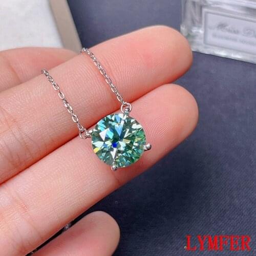 Green moissanite necklace,5 carat gemstone, 925 Sterling silver, classic design, girls Necklace