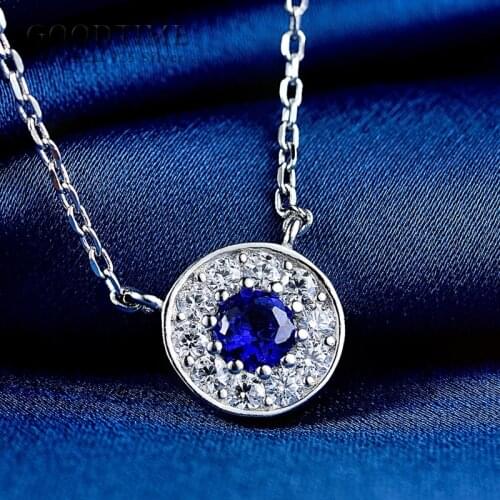 Fashion Women Blue Zircon Pendant 925 Sterling Silver Necklace Luxury Rhinestone Necklace Silver Jewelry Bride Anniversary Gift