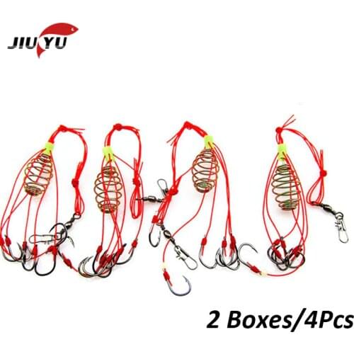 JiuYu 4Pcs Fishing Explosion Hooks Lantern Bait Case Barbed Explosion Winter Carp Fishing Lure Feeder Fishhooks Fishing Gears