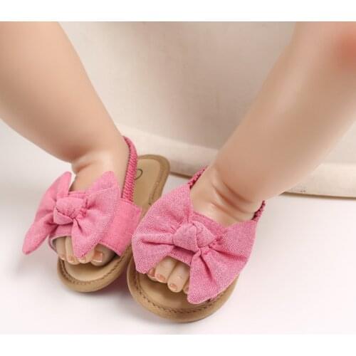 0-18 Months Baby Girls Bow Knot Sandals Summer Soft Sole Flat Princess Dress Shoes Infant Non-Slip First Walkers Footwear