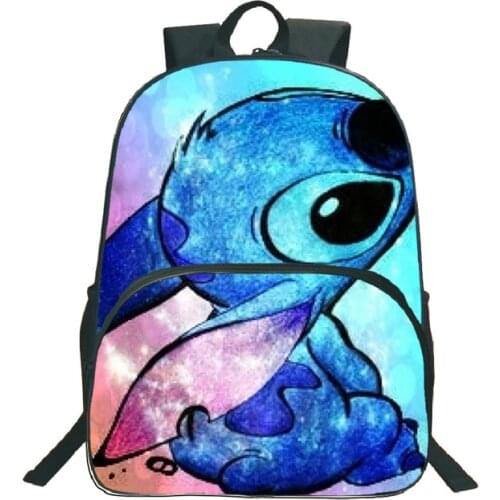 Disney Students School Bags Boys Girls Rucksack Beautiful Colourful Stitch Pattern Schoolbag Fashion Backpack