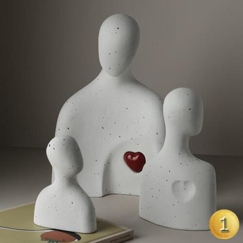 Nordic Art Portrait Warm Family Decoration Ceramic Figure Abstract Livingroom Home Model Room Handicraft Furnishings Accessories