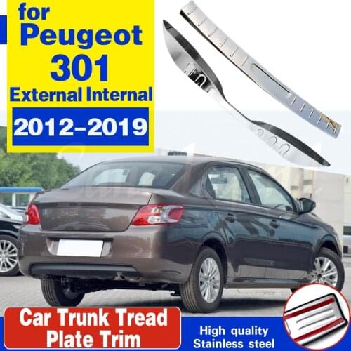 Car styling stainless steel Rear Bumper Protector Sill Trunk Tread Plate Trim for Peugeot 301 2012-2019 Car accessories