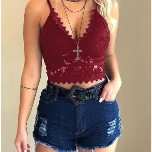 Fashion Halter Women Crop Tops Lace Perspective Shirts Hollow Out Plus Size Femme Top for 2020 New Style Summer Woman Clothes