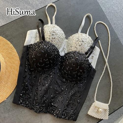 2021 summer new womens Retro sequins beading Tube top bra one piece belt pad wireless tube top female underwear Corset tops