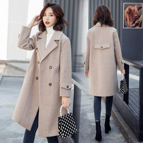 Women Autumn Winter Wool Long Jacket Korean Woolen Coat Ladies Coats Kaban Abrigos Mujer Elegante 0290 KJ2770