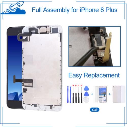 Elekworld Grade For iPhone 8 Plus LCD Display Touch Screen Digitizer Full Assembly With Frame Front Camera Earspeaker Plate Gift