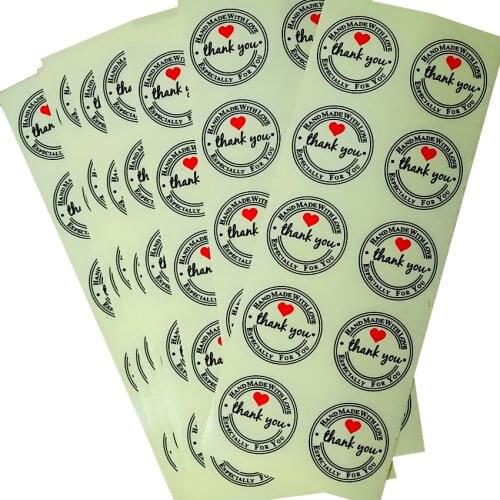 1000PCS/lot Retro Transparent THANK YOU Kraft Round Labels Stickers Handmade With Love Stickers Labels Paper Seal Adhesive Label