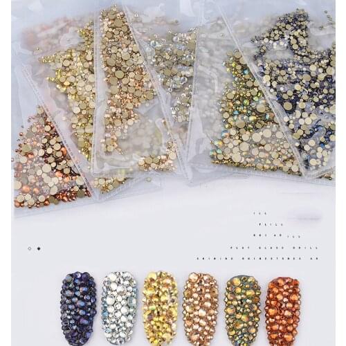 1440pcs Nail Rhinestones Glass For Nails Art SS6-SS20 6 Sizes Non Hotfix Crystal Diamond AB Flatback For Nails Decorations ZD042