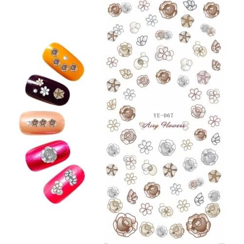 1X WATER DECAL NAIL STICKER FLOWER LARGE FLOWER ROSES TRIPLE COLORS YE067-072