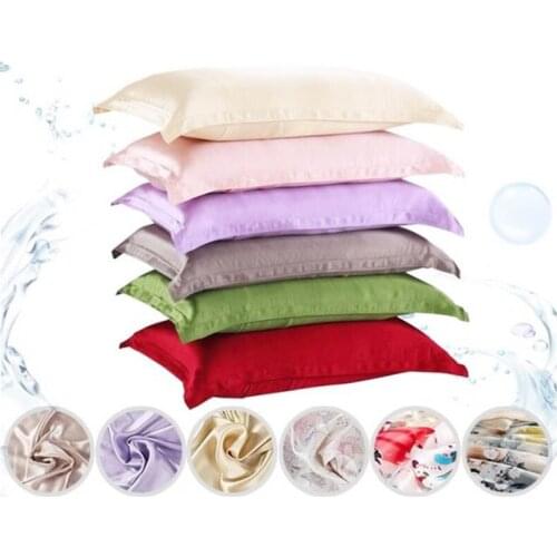 2pcs 58x70cm Non-Toxic Multiple Colors Ice Silk Pillowcases Pillow Cover Double Face Silk Satin Pillow Covers For Bedding Set