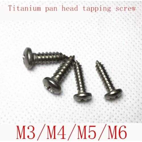 20PCS/LOT M3 M4 M5 M6 TA2 phillips round Titanium pan head self tapping screw