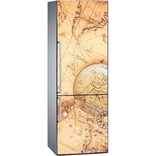 3D Fridge Sticker Old Map Refrigerator Dishwasher Door Cover Kitchen Home Decoration Accessories Modern Wall Stickers