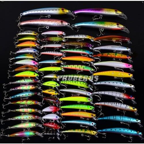 57pcs/lot fishing lure mixed 9 models fishing tackle minnow lure crank bait wobbler artificial bait pesca Free Shipping