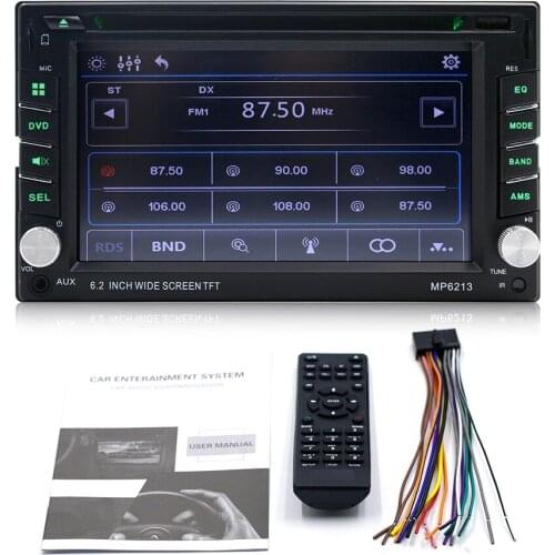 6.2 inch 2 din without GPS Bluetooth car CD DVD player with TV FM ISO USB AUX RC