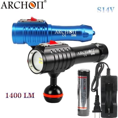 ARCHON S14V Diving flashlight CREE XP-G2 R5 *4 LED Max 1400LM Underwater 100m Diving photoraphy video light With Battery charger