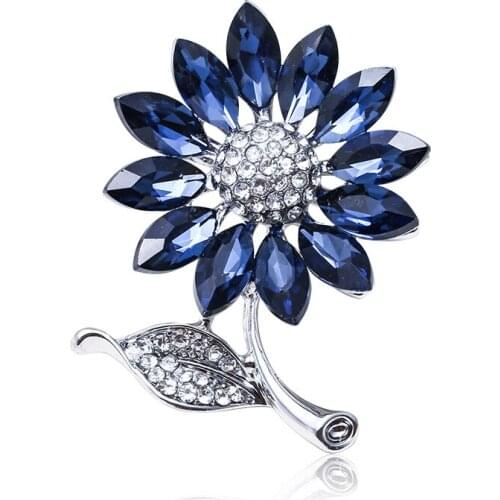 Crystal blue diamond brooch ink alloy diamond brooch brooch rose Jin Bai K supply factory direct sale spot
