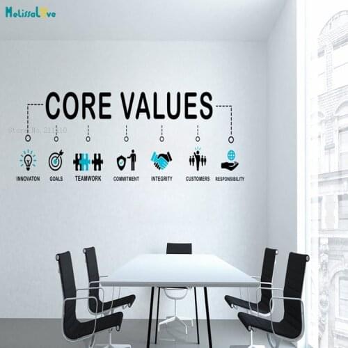 Custom 2 colors Core Values Quote Wall Sticker Motivational Inspiring Office Decoration Removable Art Murals YT1931