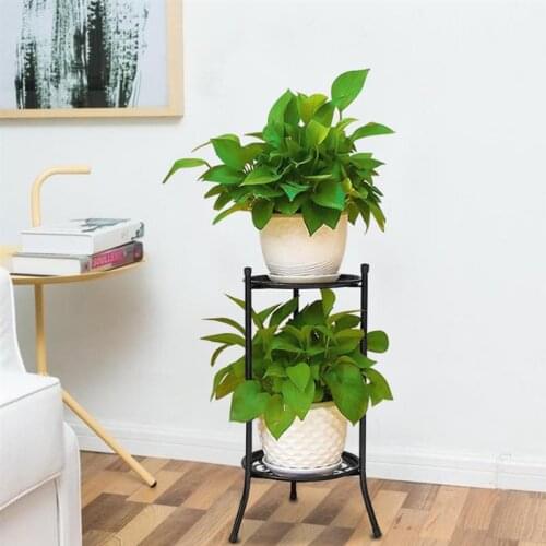 Double-Layer Wrought Iron Stand For Balcony Indoor Flower Pot Holder Garden European Simple Style Flower Tray Garden Decoration