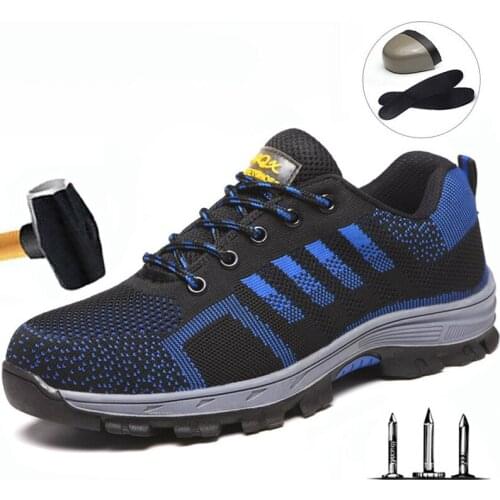 Breathable Flying Woven Labor Insurance Shoes Mens Anti-Puncture Work Safety Shoes Wear-Resistant Labor Insurance Shoes Men